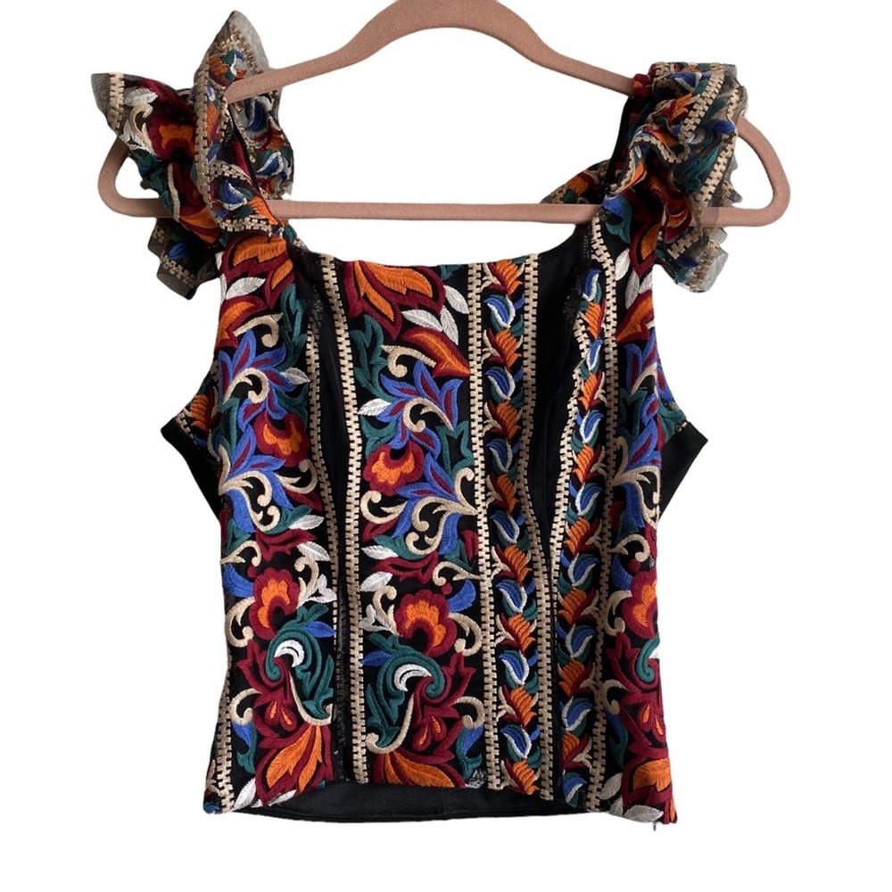 ANTHROPOLOGIE NEW Embroidered Ruffle Top - Picture 3 of 10
